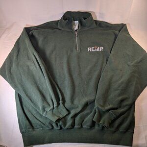 RCMP Elite Green Quarter Zip Pullover Sweater Men's Large L 100% Cotton 1/4